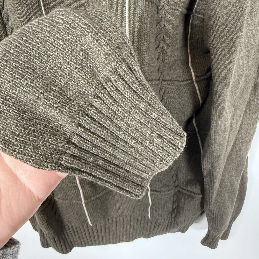 Dockers Sweater Men's Cable Green‎ Crew Neck Sweater Size Large